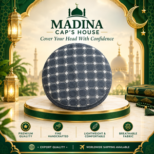 Chapeau de prière musulman traditionnel pour hommes, fabriqué à la main, casquette islamique classique, 100% coton, design embossé, réglable, respirant, pour l'extérieur - Product Image 1