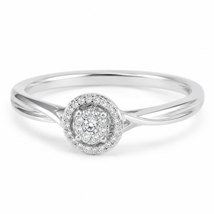 Solid 10K White Gold 0.35 CTTW Natural Diamond <b>Circle</b> Cluster <b>Ring</b> | Round Halo Wedding <b>Ring</b> for Women Fine Jewelry Gift Bridal - Product Image 1
