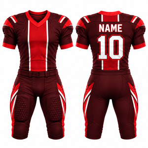 Ensemble d'uniformes de football américain personnalisés pour hommes, sublimés, col en V, manches courtes, polyester respirant, ajustés, toutes saisons - Product Image 5