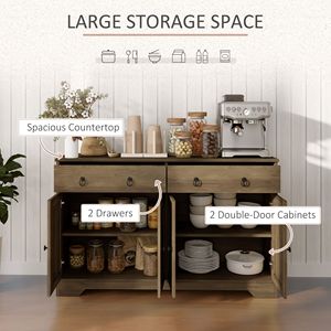 Light Brown Farmhouse <b>Sideboard</b> for <b>Kitchen</b> or Dining Buffet <b>Cabinet</b> with Barn Style Doors Adjustable Shelves for Villa Use - Product Image 4