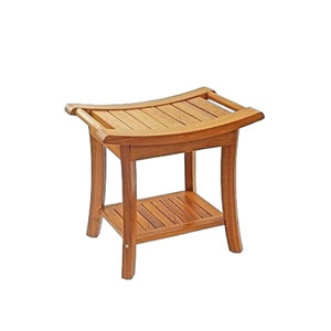 Banco de Ducha de Bambú de Diseño Sencillo Directo de Fábrica, Silla de Baño con Estante, Organizador Impermeable de Madera para Spa y Baño - OFERTA - Product Image 1