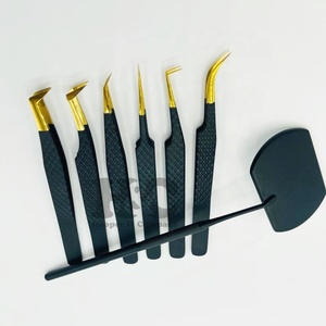 Nouveau noir avec pince à épiler d'extension à pointe dorée et miroir de forme carrée pince à cils en vison haute demande de meilleure qualité durable - Product Image 5