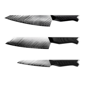 Juego de Cuchillos de Cocina Profesionales con Cuchillo Santoku y Cuchillos Multiusos, Mangos Ergonómicos Negros para Cortar Carne y Verduras - Product Image 2