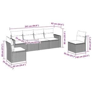 Conjunto de Sofá de Jardín de Ratán Marrón con Cojines Color Crema, Muebles de Exterior Impermeables de Diseño Contemporáneo - Product Image 5