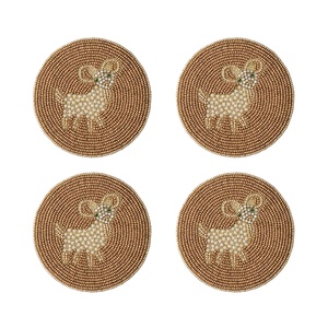 À la mode Exclusif À La Main Nature Conception Perlée Broderie 4 Set Coaster Fantaisie Et Table À Manger Décor Premium Élégant De L'Inde - Product Image 4