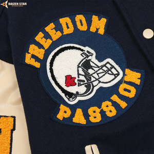 Classic Premium Eco-Friendly Winter Woolen Windproof Breathable Embroidered Front Solid Varsity Letterman Streetwear <b>Jacket</b> - Product Image 5