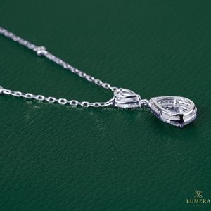 Collar con colgante de halo de doble pera con piedra cultivada en laboratorio, certificado IGI, de oro macizo de 10K, joyería fina de lujo para tu novia - Product Image 2