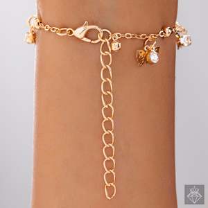 Pulsera de cristal antideslustre PRAO con cadena de mariposa dorada Accesorio de encanto fino - Product Image 1