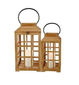OEM Manufacturer Vintage Finish Wooden <b>Lantern</b> <b>Candle</b> Holder Rustic Decorative Piece For Home And Restaurant Tables - Product Image 1