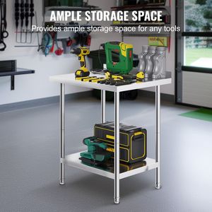Tavolo da Lavoro Commerciale in Acciaio Inossidabile 36" X 30" X 24" - Banco da Lavoro in Metallo Resistente - Product Image 4