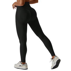 Custom Logo Mid Waist Elastic Waist Seamless Gym for <b>Booty</b> Lifting Workout Activewear Women Tights Yoga Leggings Simple - Product Image 4