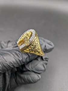 Moissanite Horse Head <b>Ring</b> For <b>Mens</b> Pave Band Gold Plated original 925 Silver Fine Animal Lovers Hip Hop Party Gift For Him - Product Image 4