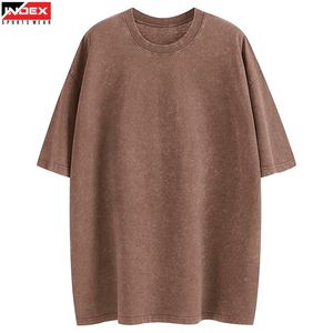 เสื้อยืดคอตตอนทรงโอเวอร์ไซส์สำหรับผู้ชาย สีพื้น คอกลม แขนสั้น สไตล์ลำลอง ผ้าเจอร์ซีย์ ย้อมสีเรียบ ทรงพอดีตัว - Product Image 1