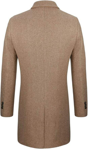 Manteau long d'hiver pour homme, trench-coat en fourrure de renard véritable, col rabattu, mélange de laine, toile personnalisée, doublure 100% coton, manteau rapide - Product Image 4