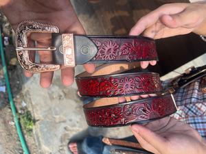 Men's Genuine Cow Hide Leather Western <b>Belt</b> <b>Silver</b> Alloy Pin <b>Buckle</b> Solid Casual - Product Image 4