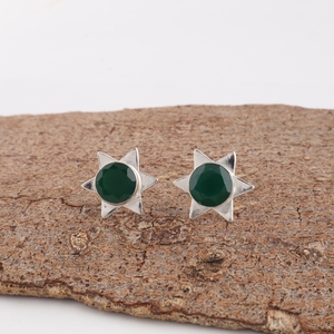 Pendientes de ónix verde hechos a mano por un diseñador, en plata de ley 925, para mujeres y niñas, para usar en bodas y fiestas. - Product Image 2