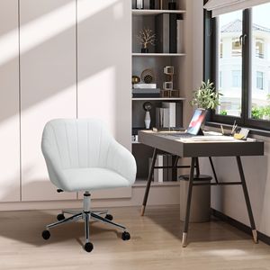 Sedia da Ufficio Girevole in Pelle PU con Schienale Medio, Design a Vasca, per Casa e Ufficio, Colore Bianco - Product Image 2
