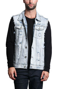Gilet en jean déchiré pour homme, en coton délavé, col rabattu, simple boutonnage, coupe droite, style printemps - Product Image 6