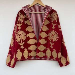 Chaqueta de Algodón para Mujer, Talla Grande, Acolchada, Impermeable, Reversible, Ecológica, de Secado Rápido, Transpirable, con Bordado a Mano, Estilo Suzani | - Product Image 2