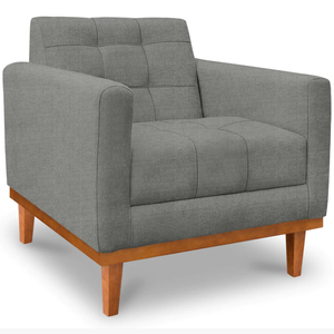 Modern Fabric Armchair Tufted Single <b>Sofa</b> Chair with Solid Teak Wood <b>Legs</b> <b>for</b> Living Room - Product Image 2