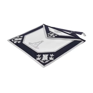 Delantal de francmasón Past Master Blue Lodge con bordes de terciopelo azul marino y bordado a mano con hilo plateado MAP-0117 - Product Image 2
