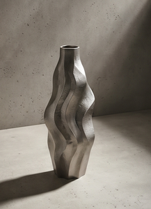Contemporary Metallic Silver Vase Unique Organic Wavy Design <b>Tall</b> Flower <b>Pot</b> for Living Room Interior Design Bulk Supply - Product Image 3