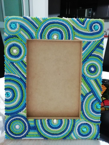 Cadre photo multicolore à carreaux en perles de rocaille, cadre photo en verre perlé, décoration de table, cadre rectangulaire vertical perlé pour bureau - Product Image 4