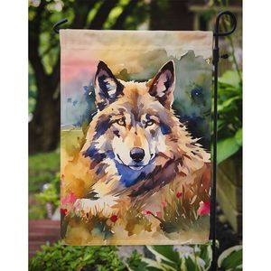 Bandera de jardín de lobo multicolor Obra de arte para patio Buzón decorativo y camas de flores Banner Banderas de calidad premium - Product Image 3