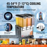 Dispensador de Bebidas Comercial de Acero Inoxidable de Grado Alimenticio, 10L X 3 Tanques, Máquina de Bebidas Frías con Refrigeración Eléctrica