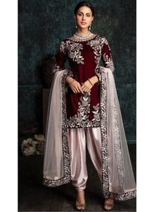 <b>Navy</b> Blue Silk <b>Dress</b> Pakistani/Indian <b>Dress</b> With Hand <b>Work</b> and Embroidery High Quality Hot Selling 2023 - Product Image 3