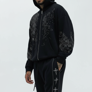 Chándal Deportivo Unisex con Estampado de Diamantes de Imitación a Bajo Precio, Chándales Deportivos al por Mayor para Entrenamiento, Jogging, Talla Grande, 100% Algodón - Product Image 1