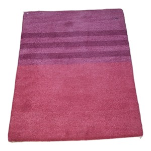 Tapis en laine violette tufté à la main, design rayé moderne, tapis à poils ras pour salon, chambre, hôtel - Product Image 1