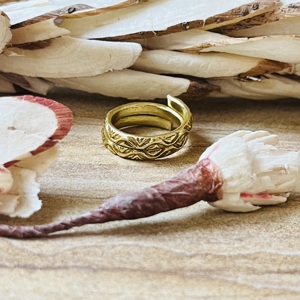 Modern Style Brass Rings Boho <b>Wrap</b> Band Tribal Brass Jewelry Women 18k Gold Plated Floral Leaf Ring For Wholesale/OEM/ODM - Product Image 6