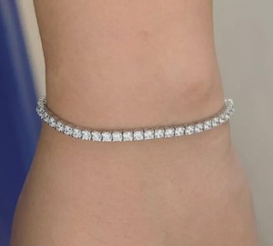 Chaîne de cheville de luxe en moissanite, style tennis, sertie de pierres, bijoux hip-hop, aspect diamant or blanc, cadeau brillant - Product Image 2