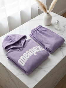 Men's <b>Purple</b> Oversized Hoodie Tracksuit Set Heavyweight Cotton Jogger Sweat <b>Suit</b> Streetwear Custom Private Label - Product Image 5