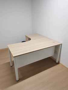 Modern L-Shaped Executive <b>Desk</b> With Storage <b>Cabinet</b> Wood Top Freestanding Office Furniture Home Office Commercial Use - Product Image 2
