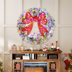 Ghirlanda Natalizia di Lusso in PVC, Decorazioni per Interni Fatte a Mano, Misure 30cm 40cm 50cm 60cm, con Nastro Decorativo - Product Image 1