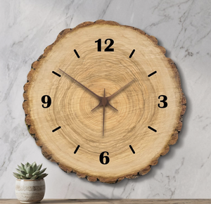 Rustic Wooden Wall Clock Round Analog Quartz Timepiece Natural <b>Wood</b> <b>Slice</b> Design For Living Room Decor - Product Image 1