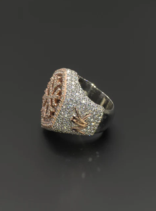 Anillo de Diamantes de Lujo en Plata 925 con Oro Rosa, Diseño Hexagonal de Copo de Nieve, Corte Brillante Redondo, Diamantes Cultivados en Laboratorio, Unisex, para Uso Diario - Product Image 5