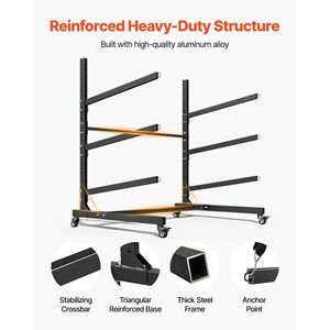 Supporto Regolabile per Kayak con Ruote Bloccabili, Capacità 200 Libbre, per 3 Kayak, Uso Interno ed Esterno - Product Image 4