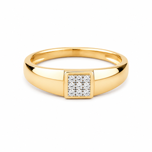 Bague en Moissanite Plaqué Or Jaune, Sertie Pavé, Coupe Ronde Brillante, Design Classique, Alliance de Mariage pour Homme - Product Image 5
