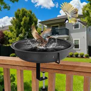 Bain d'oiseaux solaire en verre avec motif de fleurs rouges, éclairé, pour jardin extérieur, mangeoire pour oiseaux sauvages, pièce d'art paysager - Product Image 4