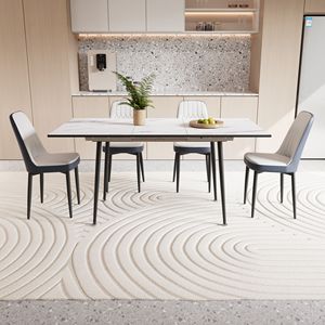 47\" & 63\" <b>Expandable</b> Dining <b>Table</b> Set for 2-6 People Elegant Spa PU Fabric Thick Cushioned Dining Chair for Dining Room - Product Image 1