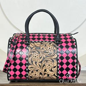 Sac de voyage Speedy en cuir de vachette fait main, motif à carreaux, nouveau style populaire, design de luxe, pour unisexe - Collection Mars Expo 2026 - Product Image 1