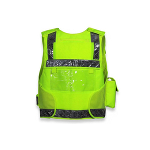 Chaleco de seguridad reflectante de alta visibilidad para hombre, transpirable, con cuello en V, informal, con bolsillos, ropa de abrigo de verano, color verde - Product Image 3