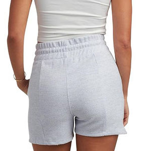 Pantalones cortos de lana para mujer, diseño de dobladillo curvo, cintura alta, bolsillos laterales, cordón elástico en la cintura, ajuste relajado, ropa de verano - Product Image 5