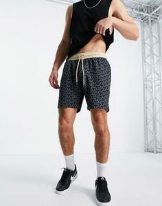 Shorts de Baño para Hombre con Estampado Geométrico, Cintura Media, Cordón Ajustable, Secado Rápido, Casuales, 100% Poliéster - Product Image 4