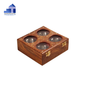 Caja de Almacenamiento Moderna Ecológica de Madera con Tapa de Vidrio, Cuatro Compartimentos, Diseño Simple, Acabado Natural, para Peceras - Product Image 5