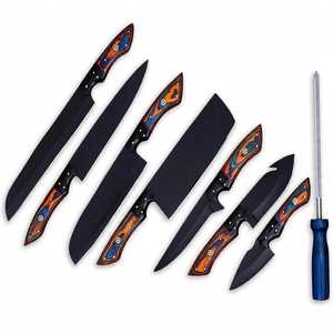 Juego de Cuchillos de Cocina Hechos a Mano de 8 Piezas, Hojas de Acero Inoxidable, Mangos de Madera Pakka, Cuchillos de Chef Ambidiestros, Cuchillo para Deshuesar y Filetear - Product Image 3