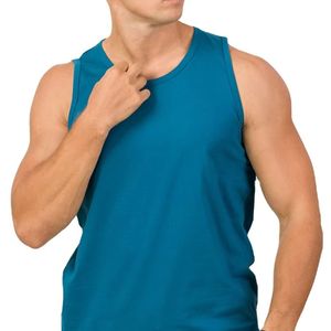 Camiseta sin mangas para hombre, color azul verdoso, de algodón transpirable, para gimnasio, entrenamiento, fitness, verano, informal. - Product Image 4